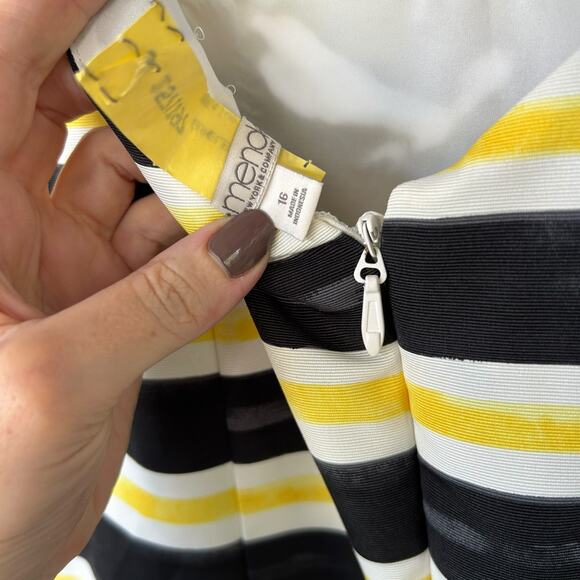 Eva Mendes for New York & Company Striped Black and Yellow Midi Dress - Picture 3 of 4